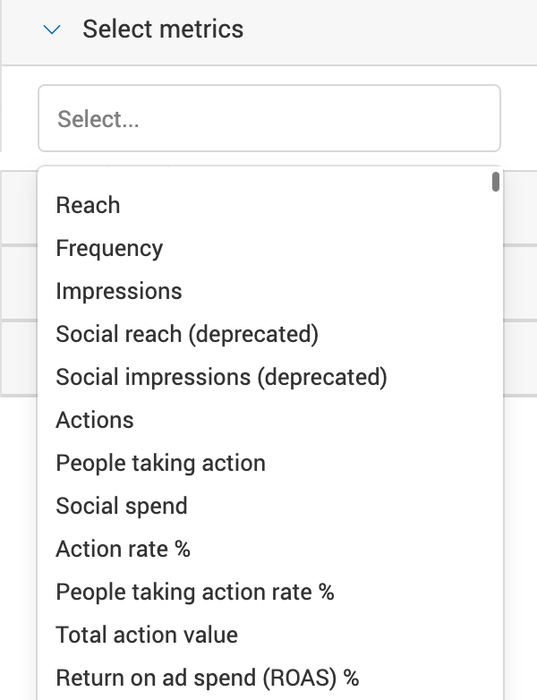 Select metrics