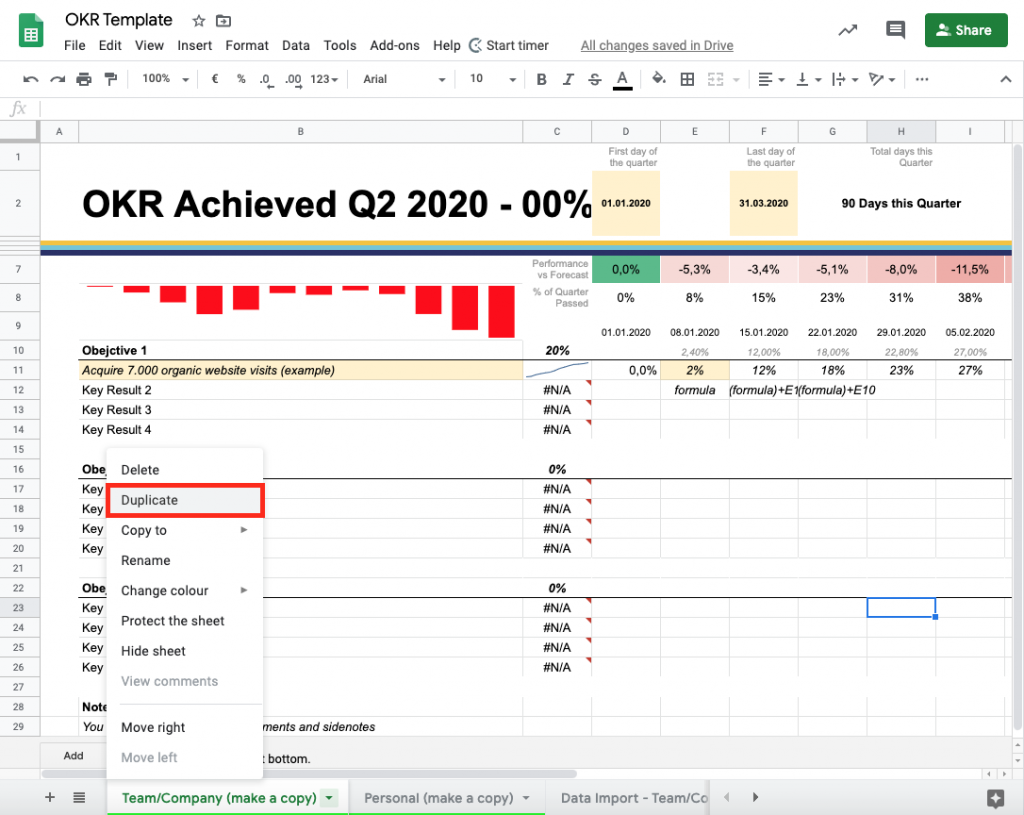 Duplicate OKR sheet