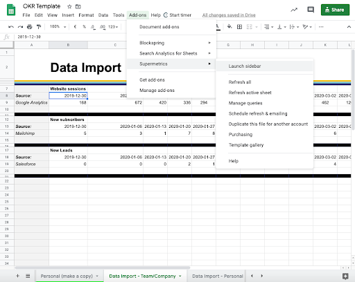 Launch Supermetrics