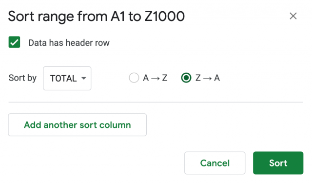 How to sort data in google sheets