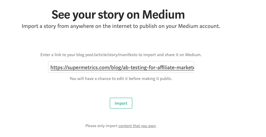 import story section on medium