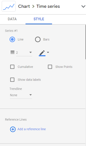 how to add a add a reference line to a chart in google data studio
