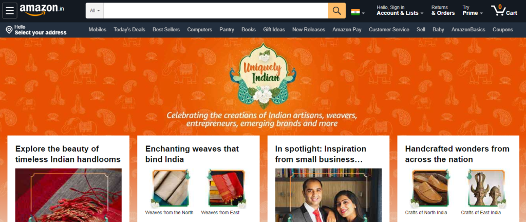 Amazon India’s homepage