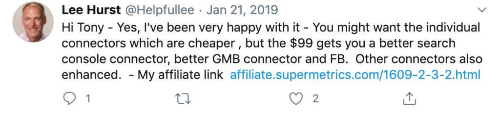 affiliate promotion example on twitter by lee hurst