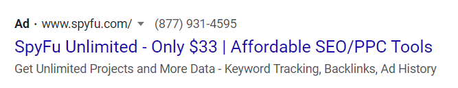 Ad with pricing 