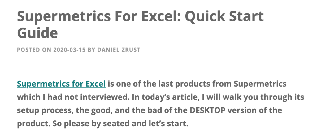 product review of supermetrics for excel