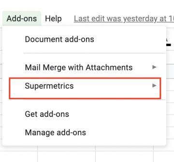 Install Supermetrics for Google Sheets