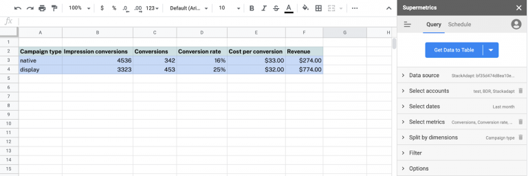 Google Data Studio campaign types