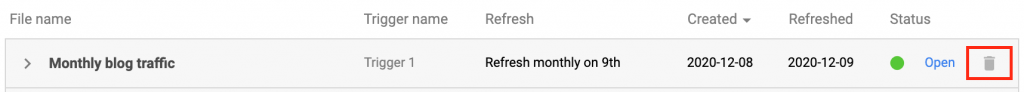 How to delete a trigger in Supermetrics for Google Sheets