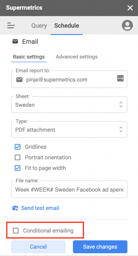 Choose conditional emailing