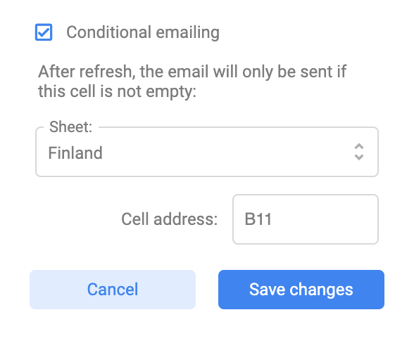 Extra settings for conditional emailing.