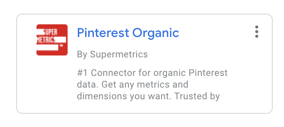 Pinterest Organic by Supermetrics connector