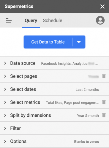 Supermetrics query example