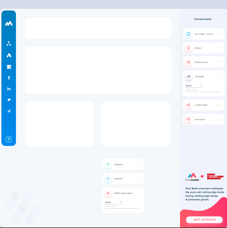 Bind Media and Supermetrics Paid Channel Dashboard Google Data Studio blank report