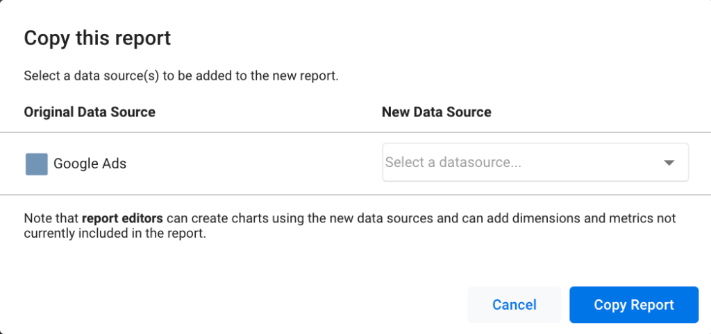 Supermetrics new data source connector view