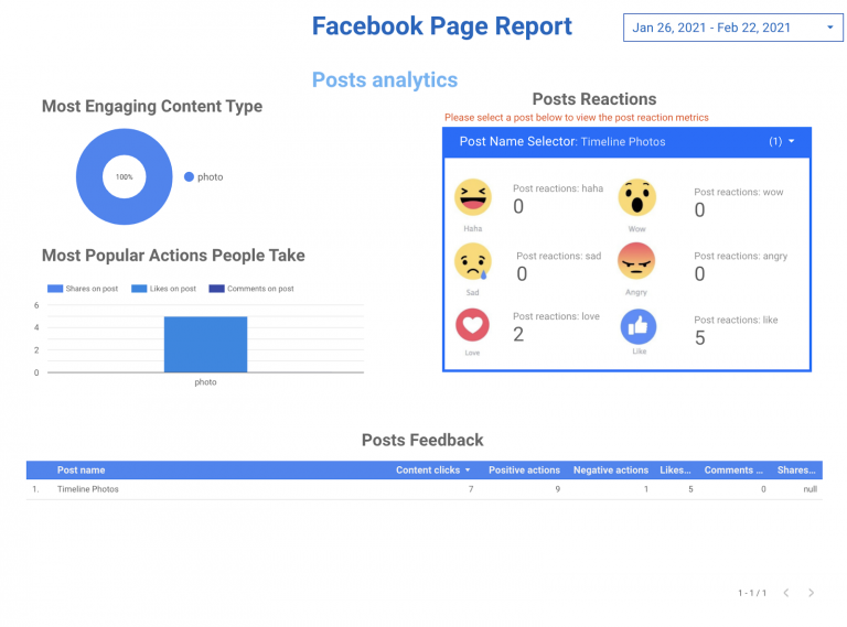 Facebook Page report