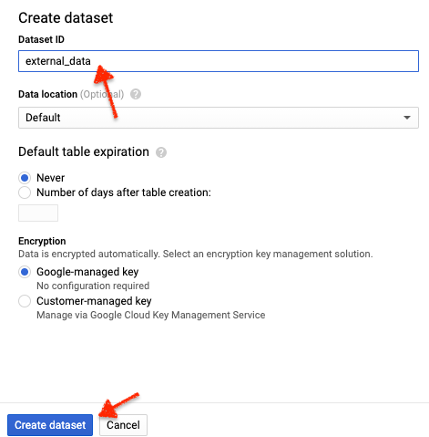 Create an external dataset in Google Sheets in BigQuery