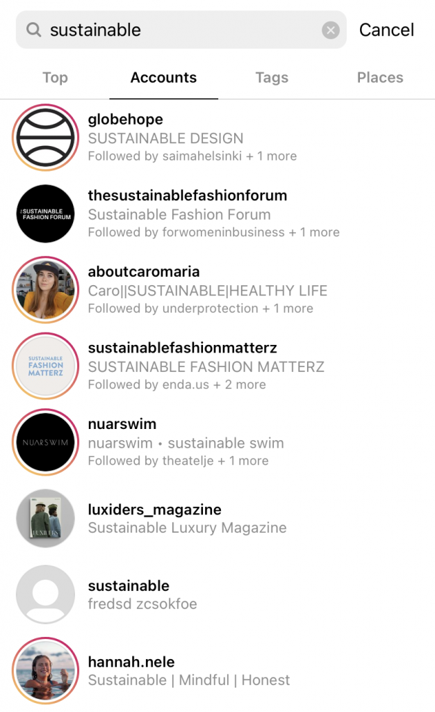 How to find your competitors on Instagram using search for accounts