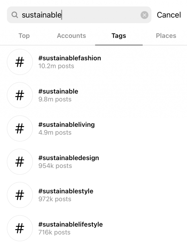 How to find your competitors on Instagram using search for hashtags