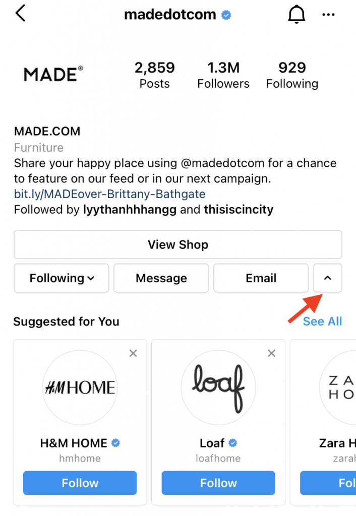 How to find your competitors on Instagram using suggested for you