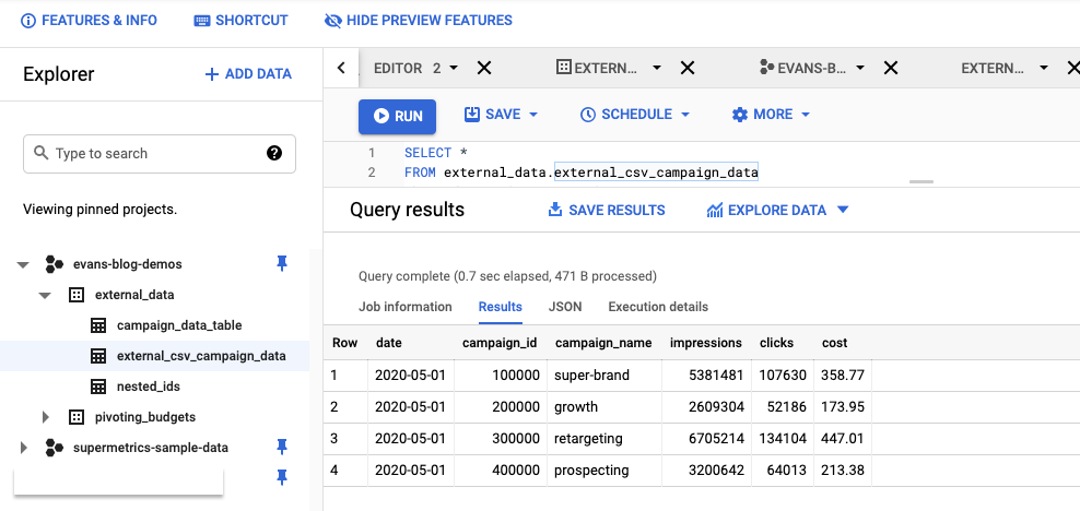 Query in Google BigQuery