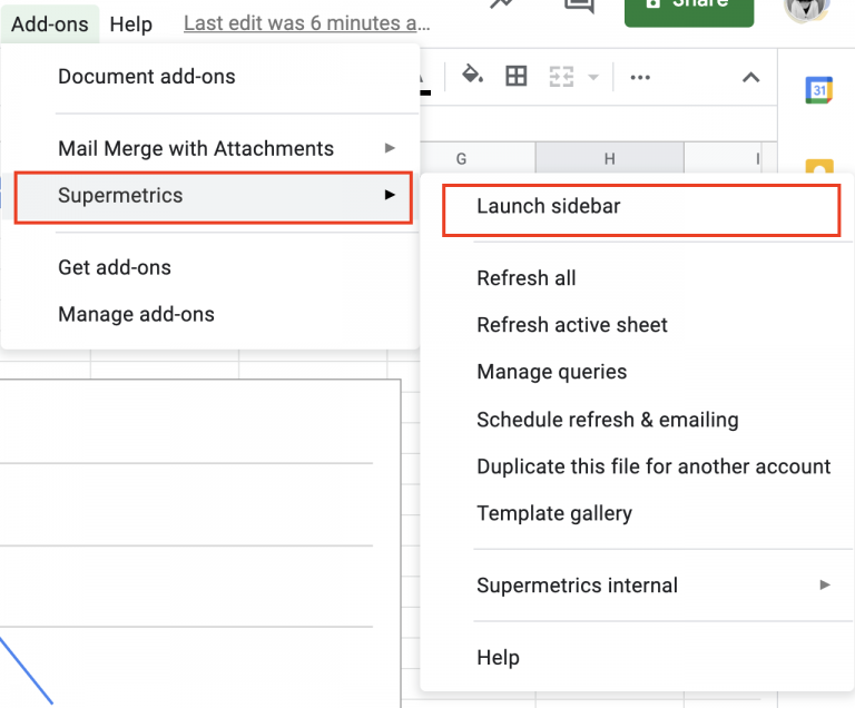 Supermetrics Google Sheets sidebar