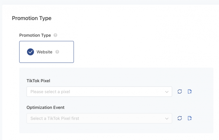 Choose TikTok Ads promotion type