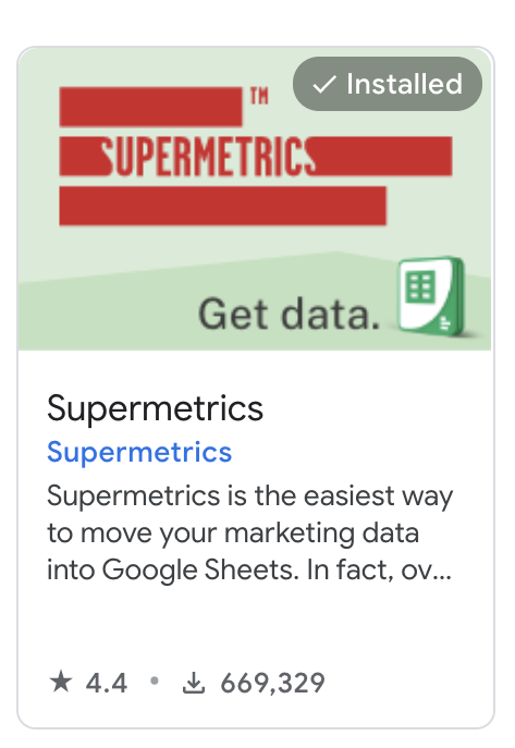 Supermetrics for Google Sheets add-on