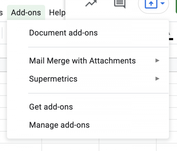 Find Supermetrics under the add-ons menu