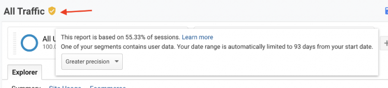 How a sampled Google Analytics report looks