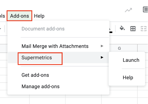 The Supermetrics Google Sheets add-on