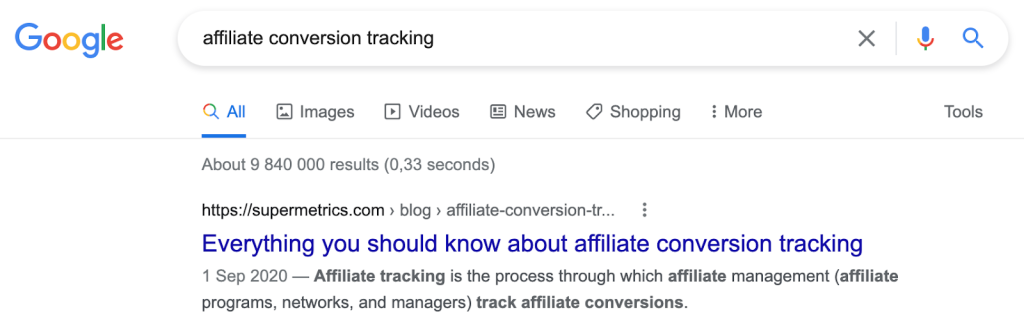 meta description example for affiliate conversion tracking