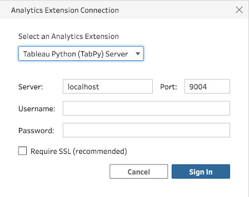 Tableau Prep Supermetrics API, analytics extension connection