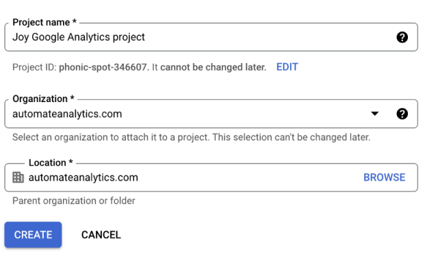 Set up a new project in BigQuery