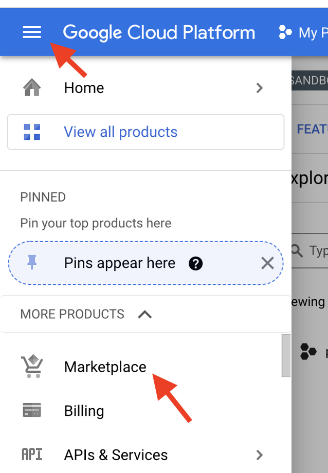 Choose Marketplace on the left side menu