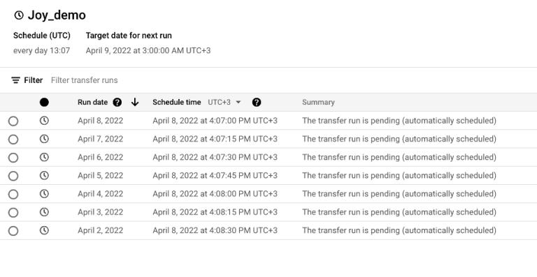 Monitor your transfer status