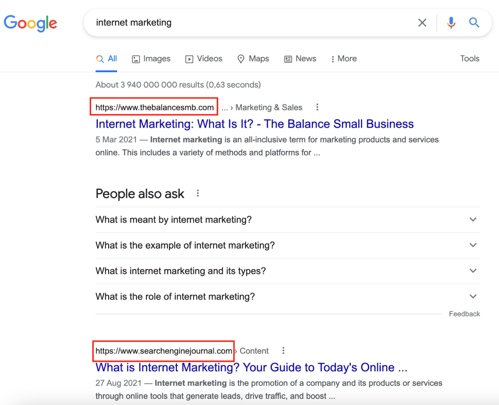 top search results for internet marketing