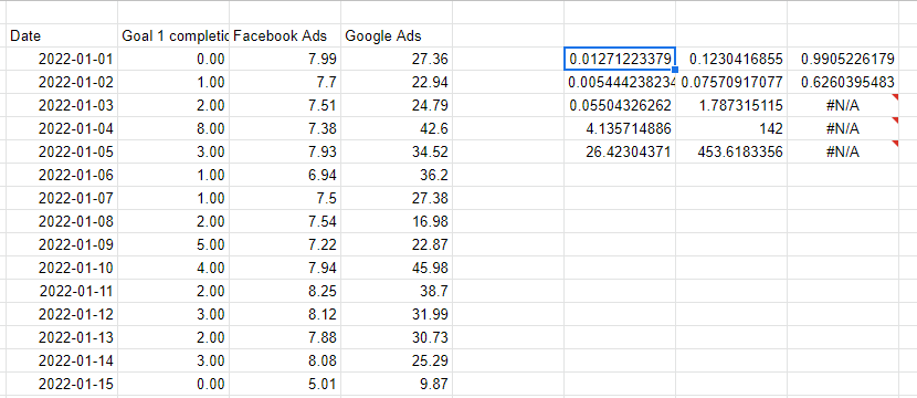 Linear Regression with LINEST