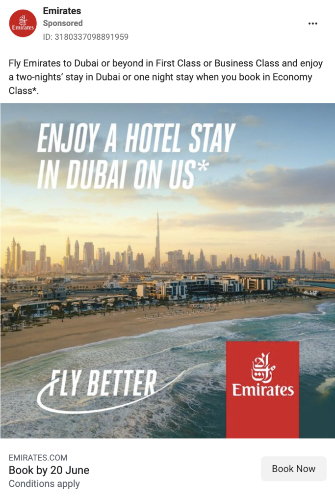 Emirates conversion ad example