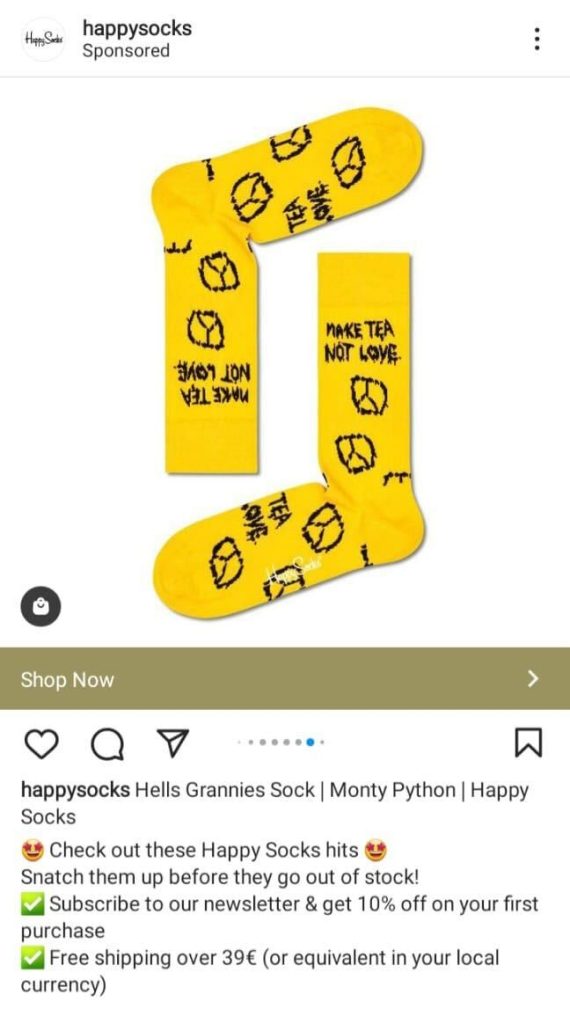 HappySocks conversion ad example