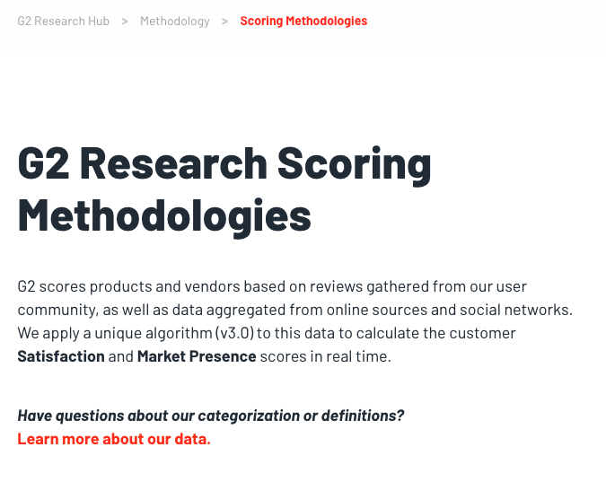 G2 Research Scoring Methodologies