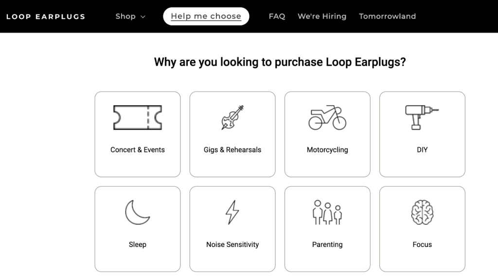 Loop Earplugs Help me choose page