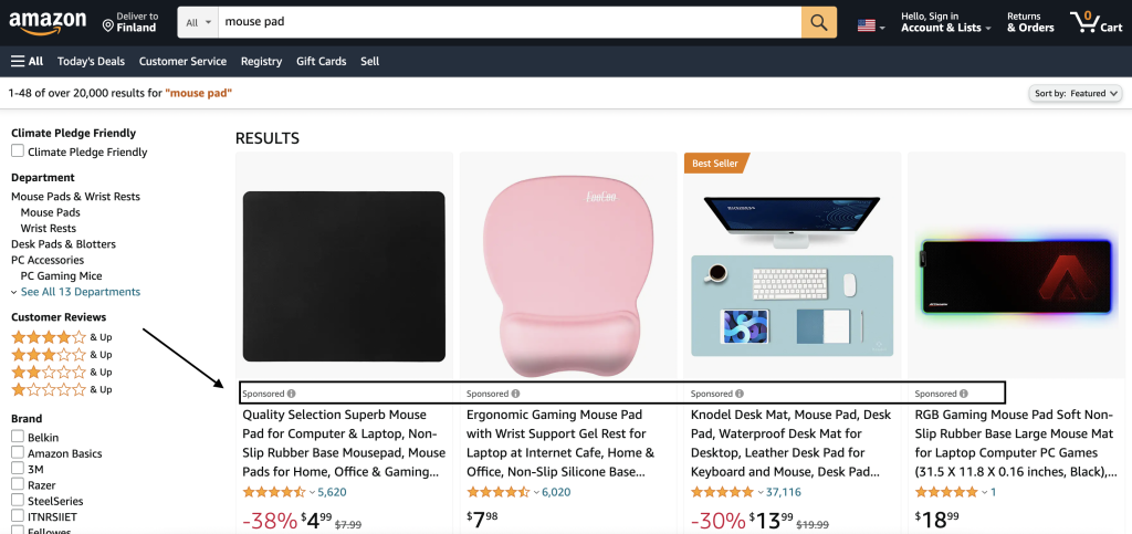 Amazon Ads example of Sponsored Products.
