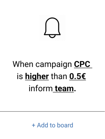 Set up automation on monday.com to get a notification when your CPC goes above a certain threshold