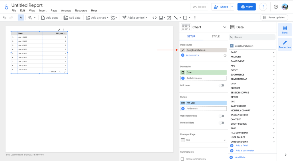 Blending data is quick and easy with the Supermetrics connector for Google Looker Studio.