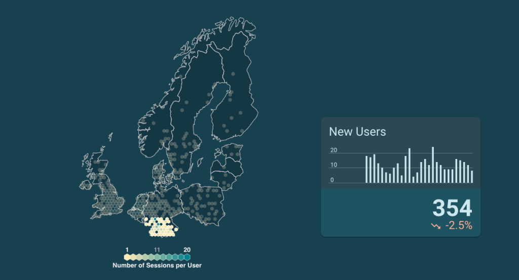 Select some hexagons to filter the map