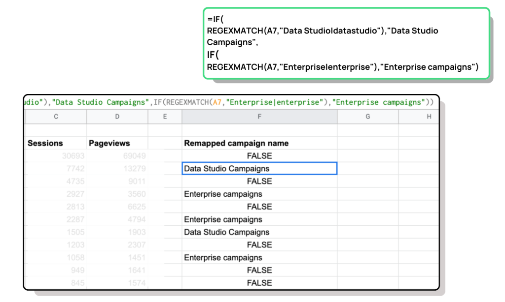 Use IF + REGEXPMATCH to join data in Google Sheets